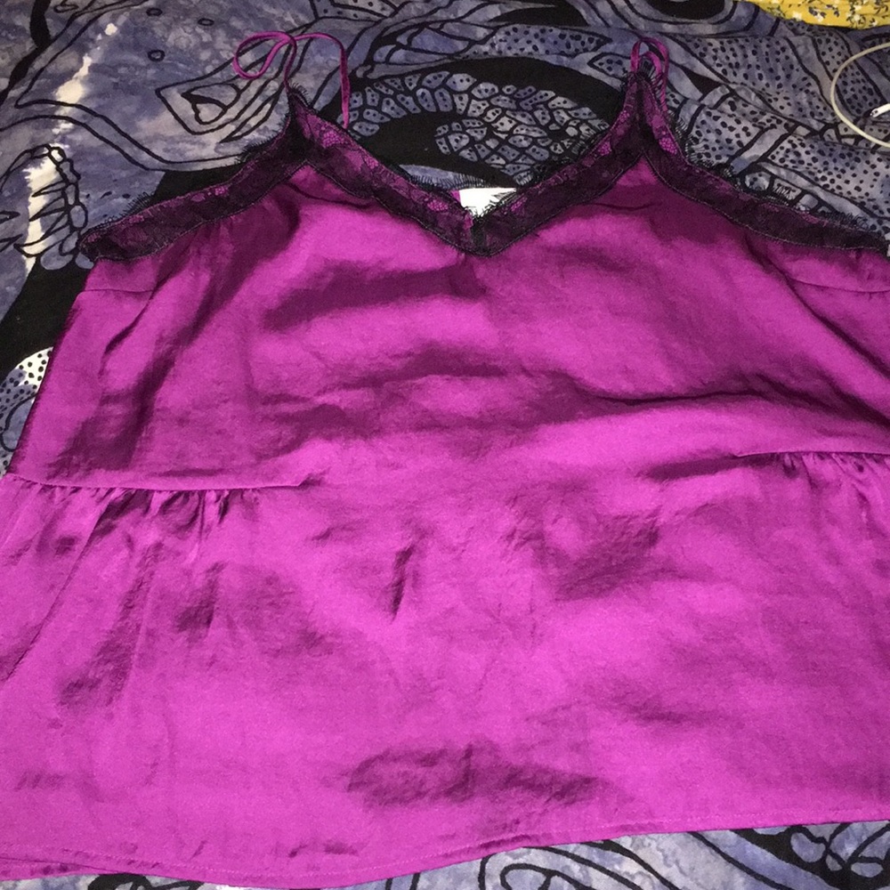 Purple silk and lace cami